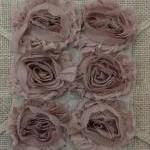 Six Shabby Chic Fabric Flowers - Chocolate Mocha..
