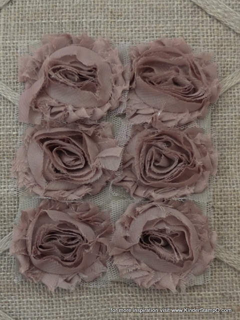 Six Shabby Chic Fabric Flowers - Chocolate Mocha (brown)