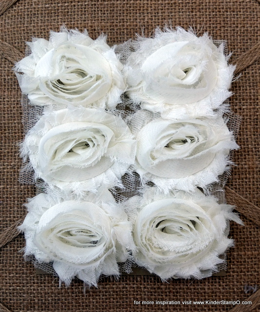 Six Shabby Chic Flowers - Marshmallow (White)