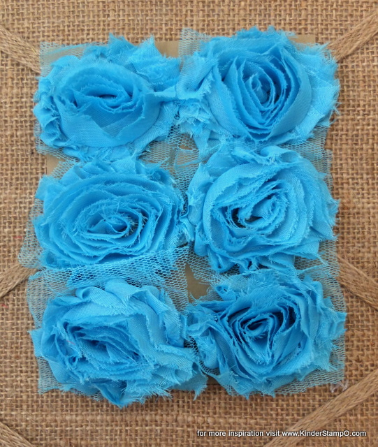 Six Shabby Chic Flowers - Ocean Breeze (Turquoise)