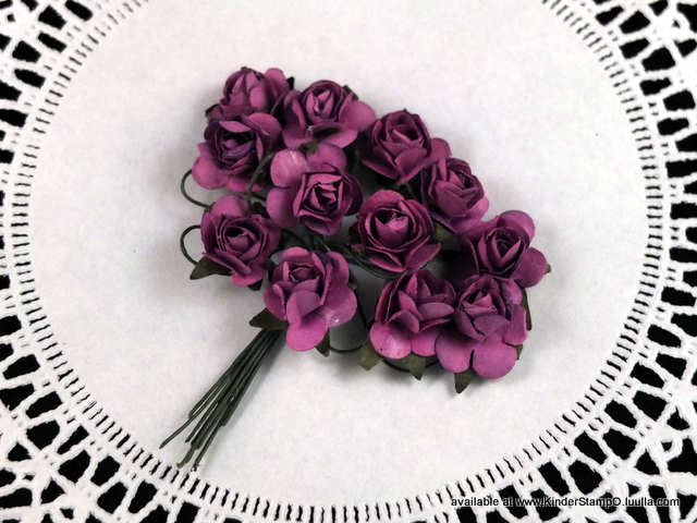 24 - Handmade Mulberry Paper Roses - Grape Fizz (purple)