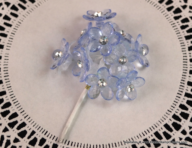 10 - Acrylic and Diamond Flowers with Organza leaves - Baby Blue